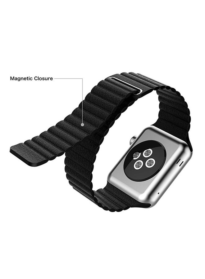 Ozone - Magnetic Leather Wrist Loop Strap For Apple Watch 42mm Black - Image 1