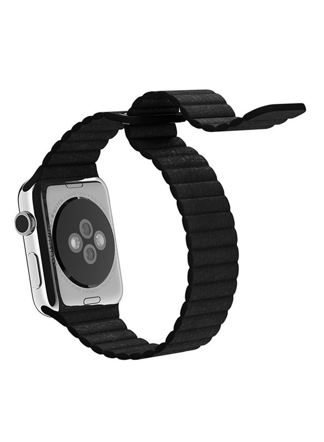 Ozone - Magnetic Leather Wrist Loop Strap For Apple Watch 42mm Black - Image 1