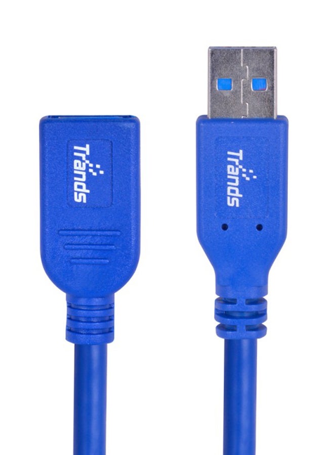 Trands - USB 3.0 Male To Female Extension Cable Blue - Image 1