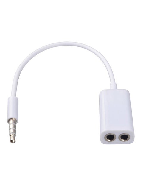 3.5mm Male To 2x 3.5mm Female Earphone Splitter Cable Adapter White