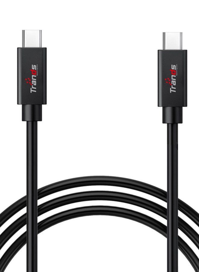 Trands - USB 3.1 Type-C To Type-C Male Reversible Cable Black - Image 1