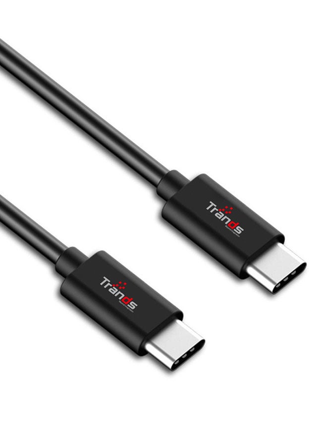 Trands - USB 3.1 Type-C To Type-C Male Reversible Cable Black - Image 1