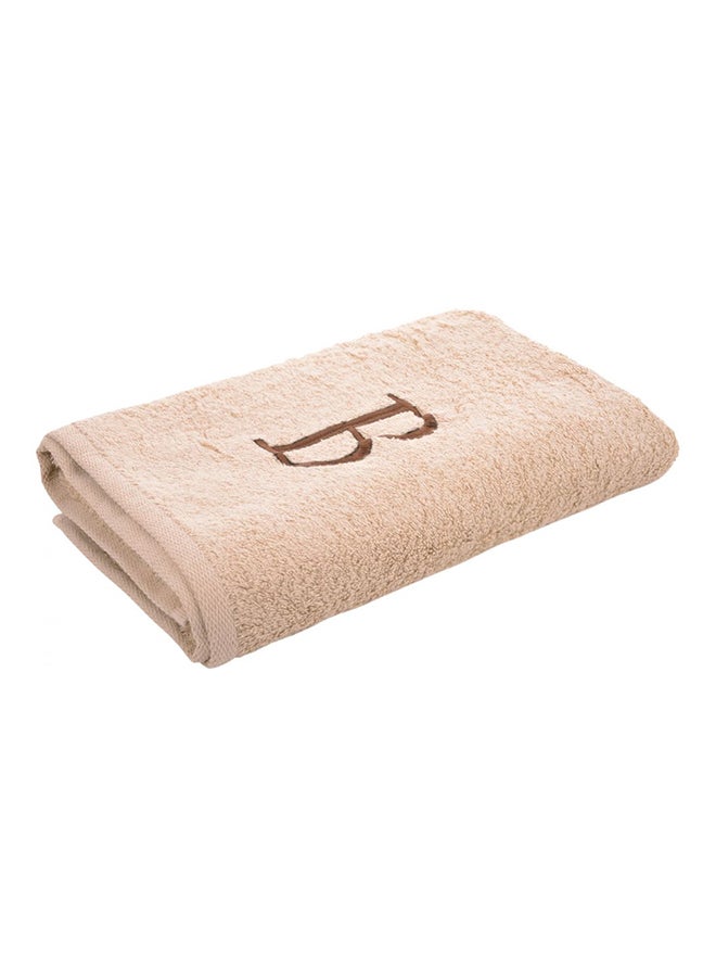 Style Premiere Embroidered B Bath Towel Beige 76x140cm  - Image 1