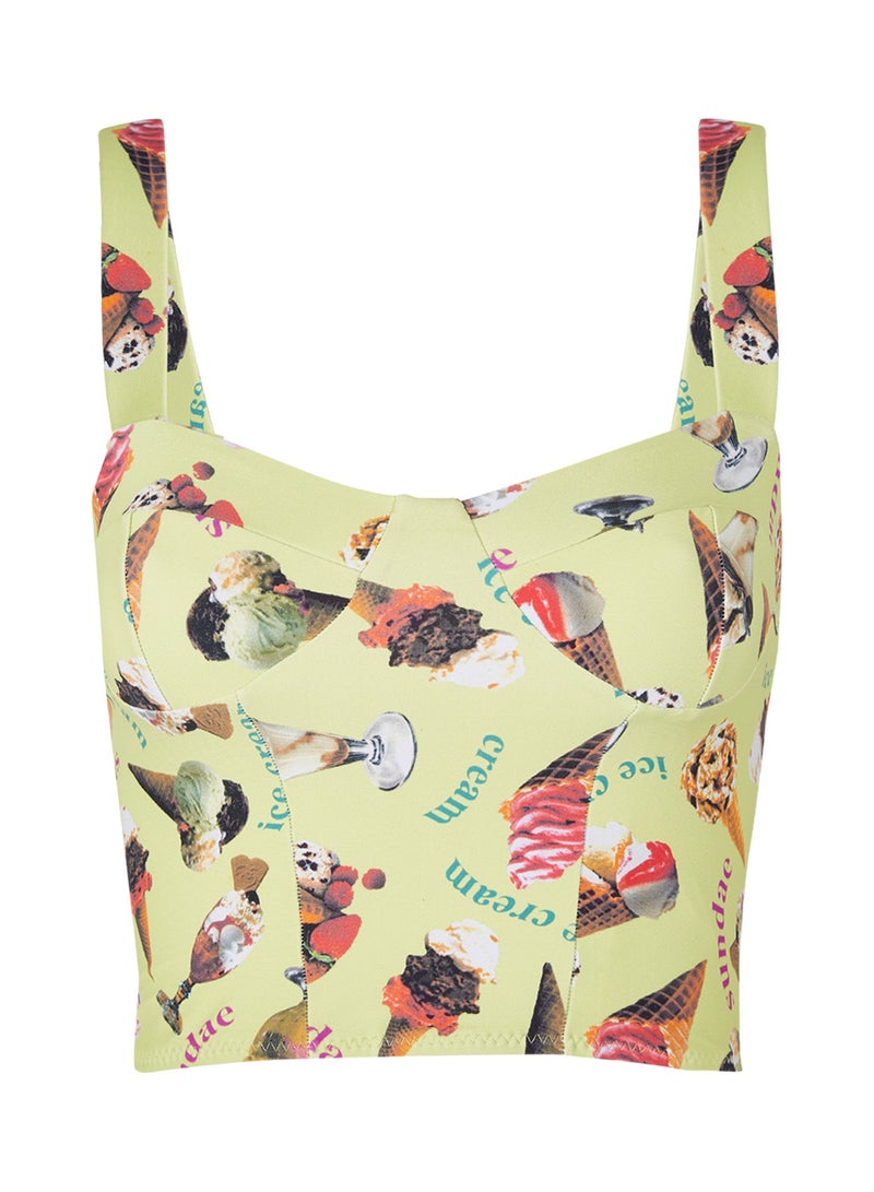 LA BELLE REBELLE Janie Jones Ice Cream Top Yellow/Blue/Pink  - Image 1