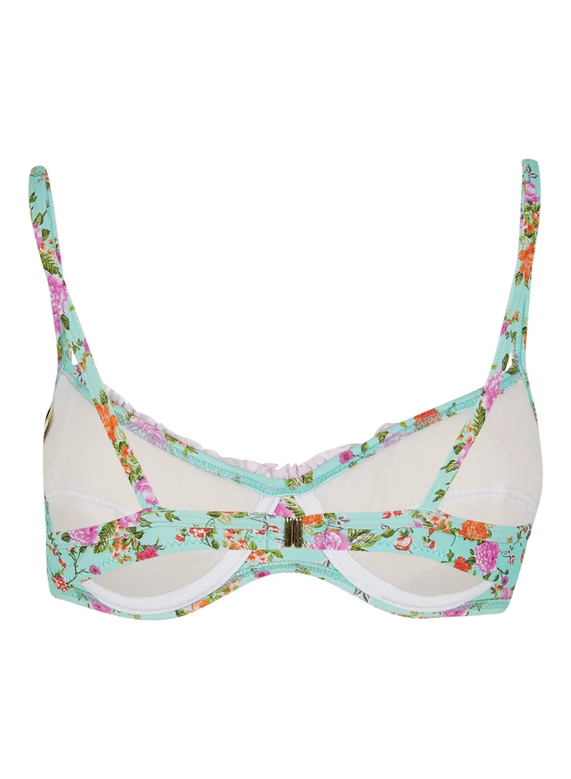 LA BELLE REBELLE Playground Love Liberty Bikini Top Green/Pink