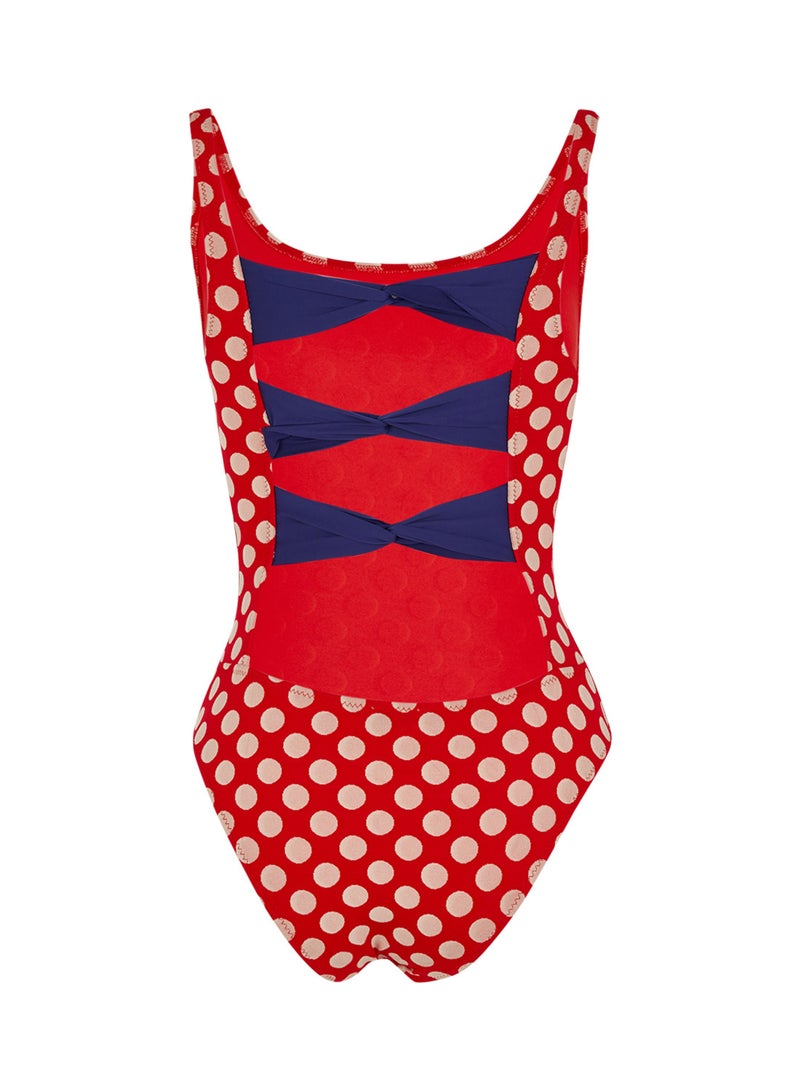 LA BELLE REBELLE - Lola Polka Dot Swim Suit Red - Image 1