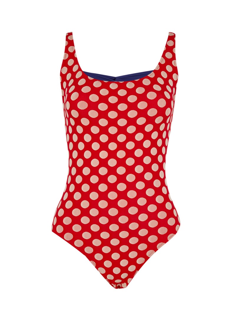LA BELLE REBELLE - Lola Polka Dot Swim Suit Red - Image 1