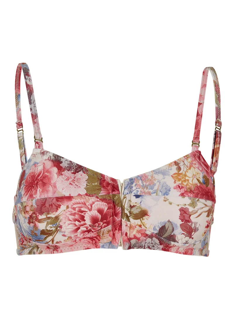 LA BELLE REBELLE Foxy Lady Cream flowers Bikini Top White/Purple/Blue