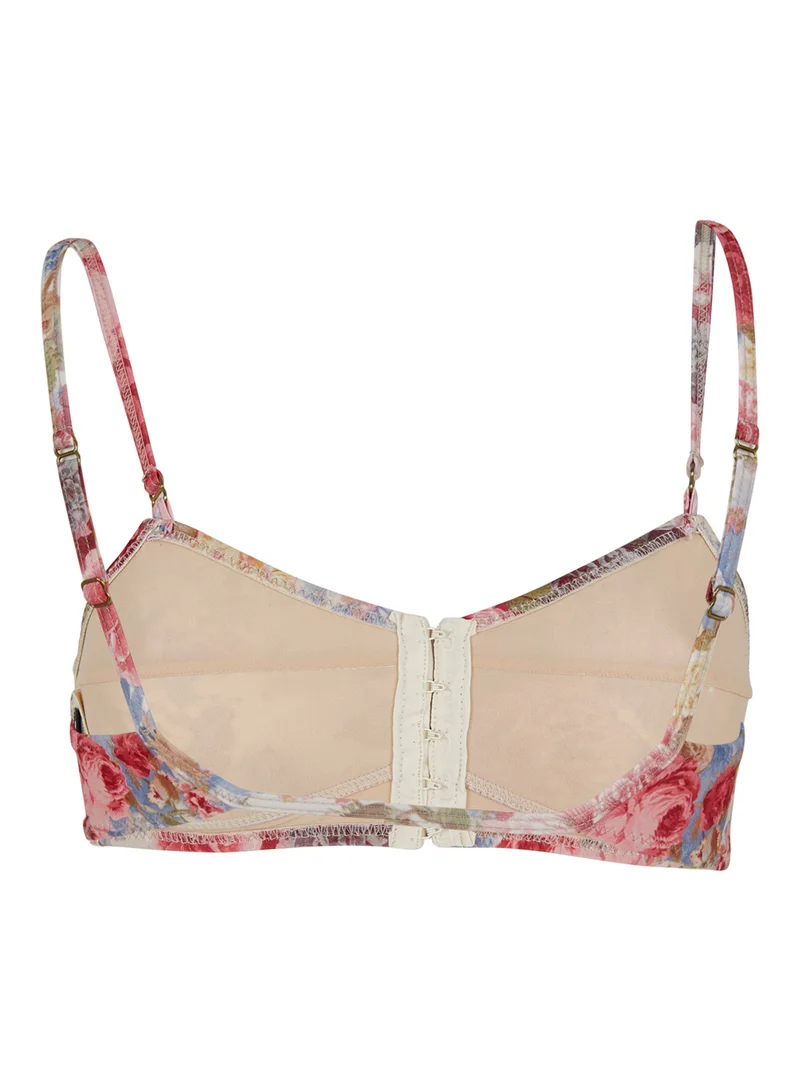 LA BELLE REBELLE Foxy Lady Cream flowers Bikini Top White/Purple/Blue