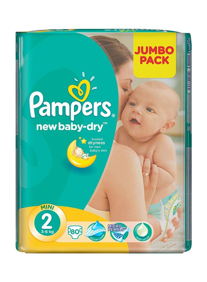 Pampers Baby Dry Diapers Jumbo Pack, Size 2(3-6 Kg), 80 Count 