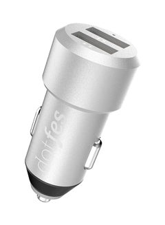 dotfes Dual Ports Metal Smart Car Charger Silver  - Image 2