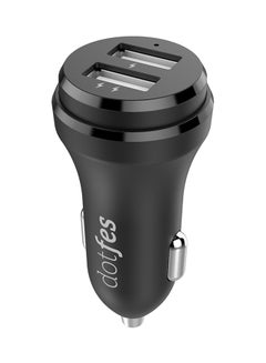 dotfes Dual Ports Plastic Car Charger Black 