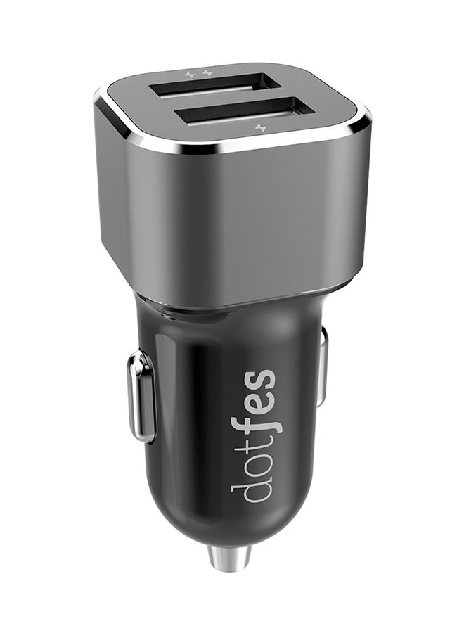 dotfes Dual Ports Metal Car Charger Grey - Image 1