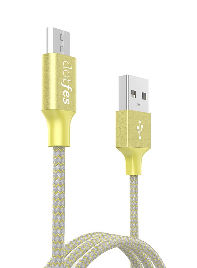 dotfes Colorful Weave Type Micro USB To USB Cable Yellow
