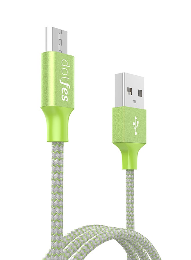 dotfes Colorful Weave Type Micro USB To USB Cable Green