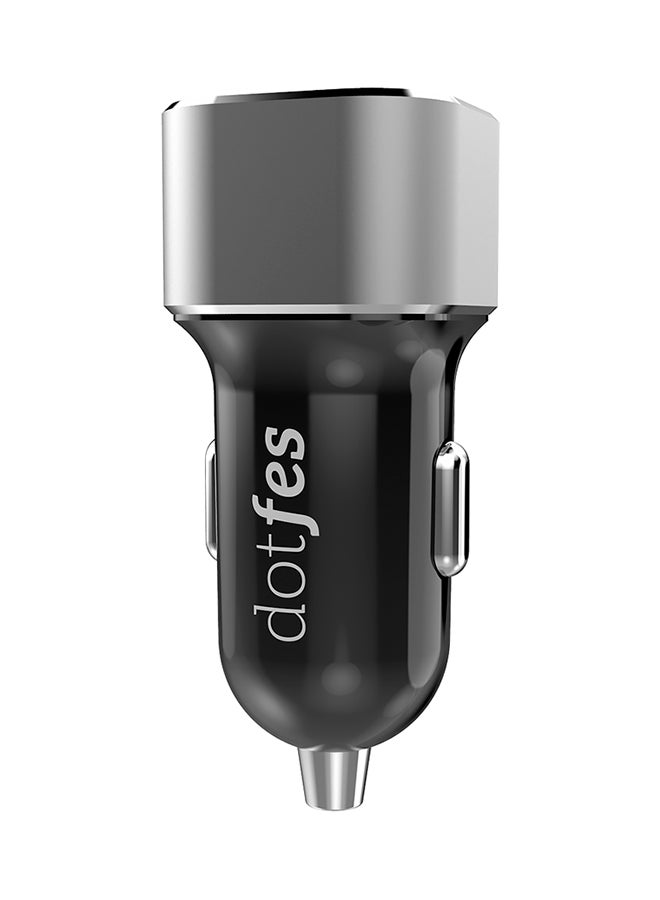 dotfes Dual Ports Metal Car Charger Grey - Image 2