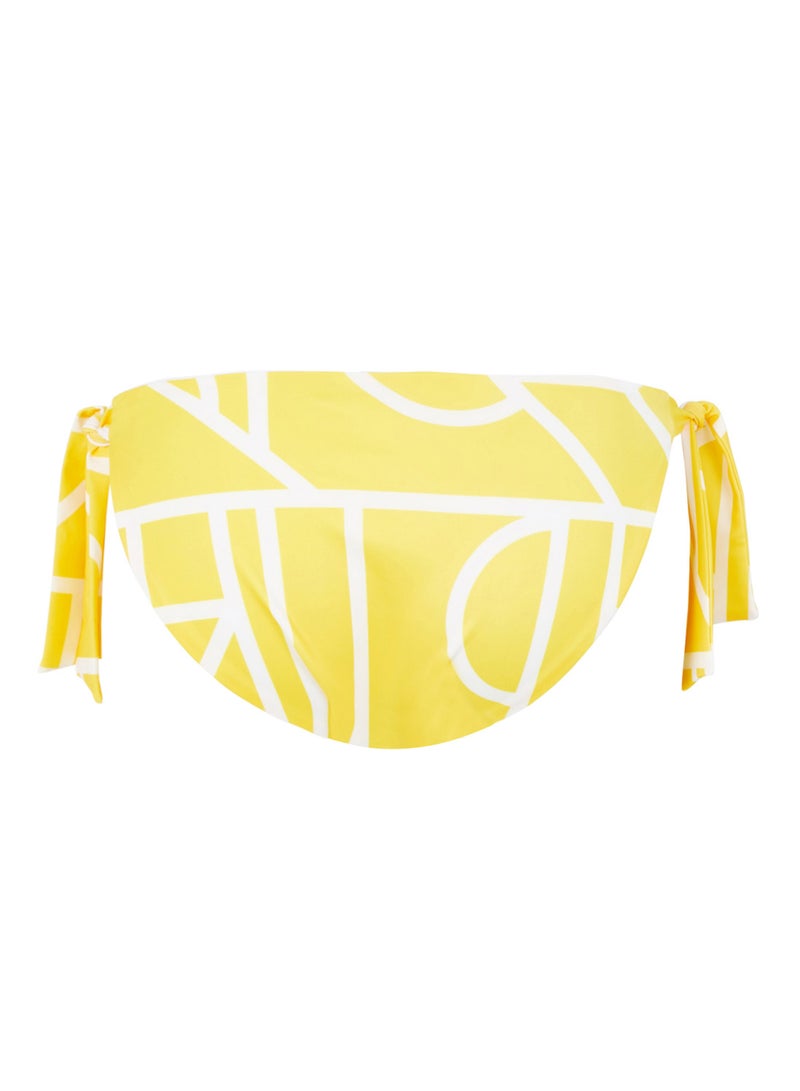 Abstract Print Tie Side Bikini Bottoms Yellow