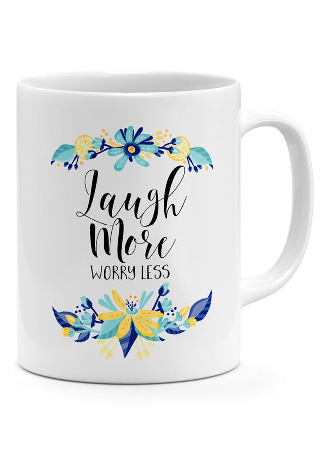 LOUD UNIVERSE Laugh More Worry Less - Coffee Mug White 