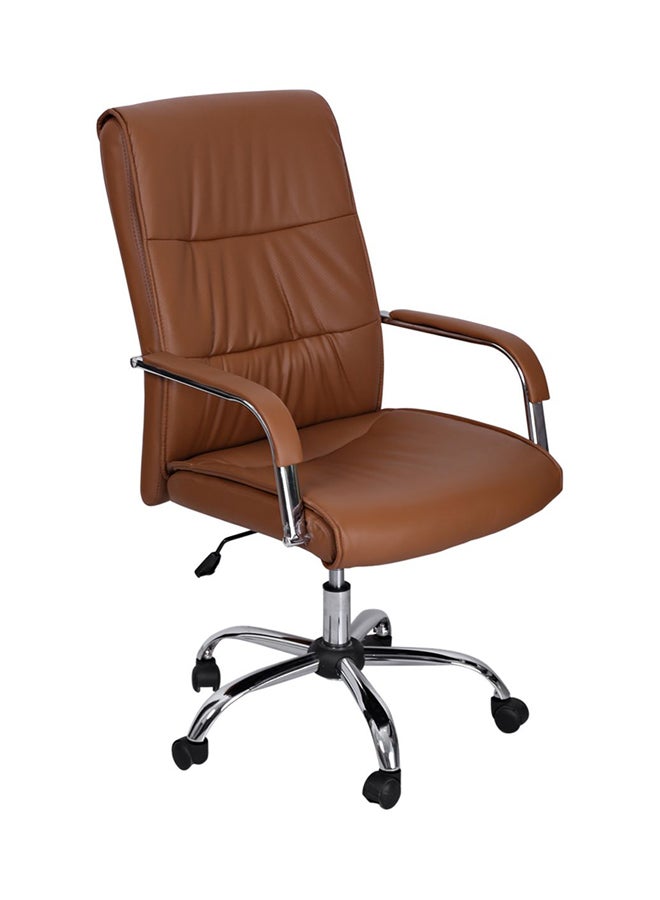 AE Leather Office Chair With Wheels Brown 85x65x85centimeter  - Image 2