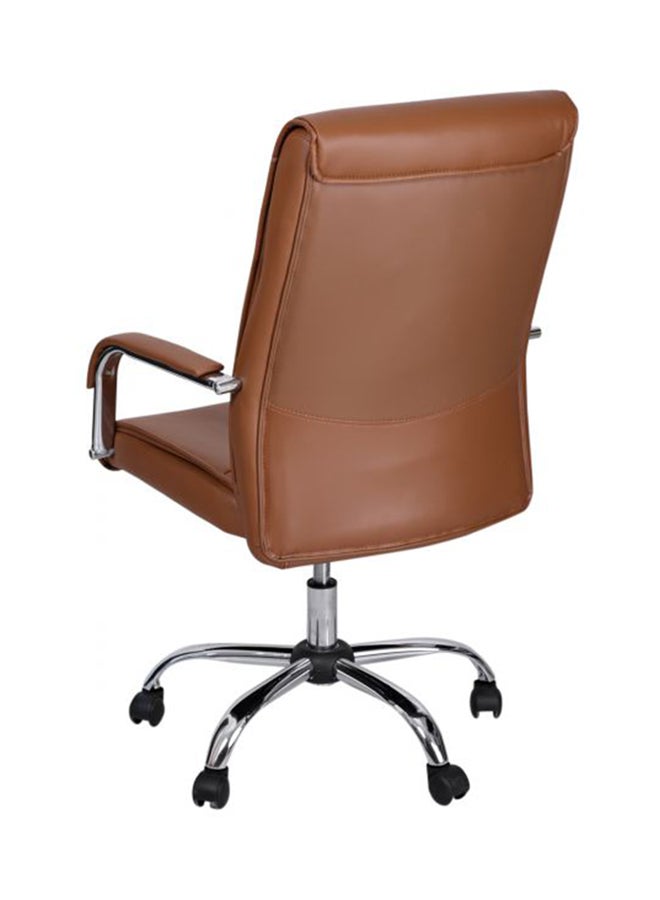 AE Leather Office Chair With Wheels Brown 85x65x85centimeter  - Image 3