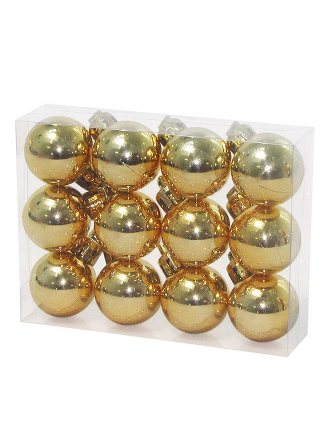 CHRISTMAS MAGIC Set Of 12 Shiny Christmas Balls Gold 3cm 