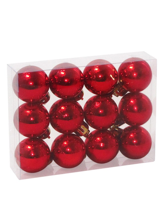 CHRISTMAS MAGIC Set Of 12 Shiny Christmas Balls Red 3centimeter