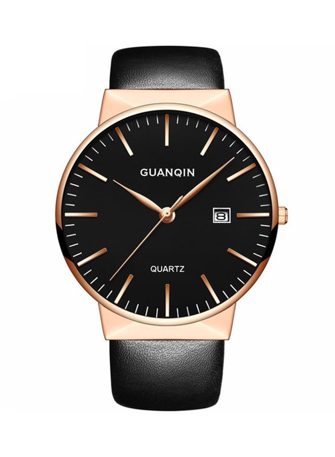 جوانكين ساعة يد بعقارب وسوار من الجلد مقاومة للماء للمناسبات الرسمية طراز SW0040 للرجال