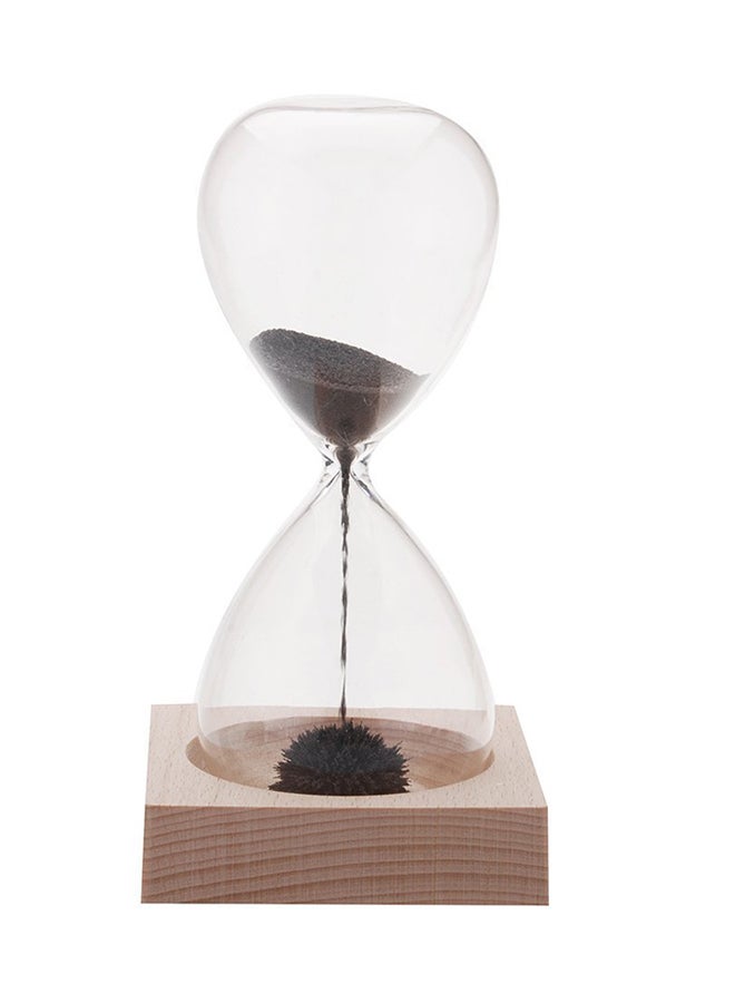 MARGOUN Decorative Magnetic Glass Sand Timer Clear/Beige/Black - Image 1