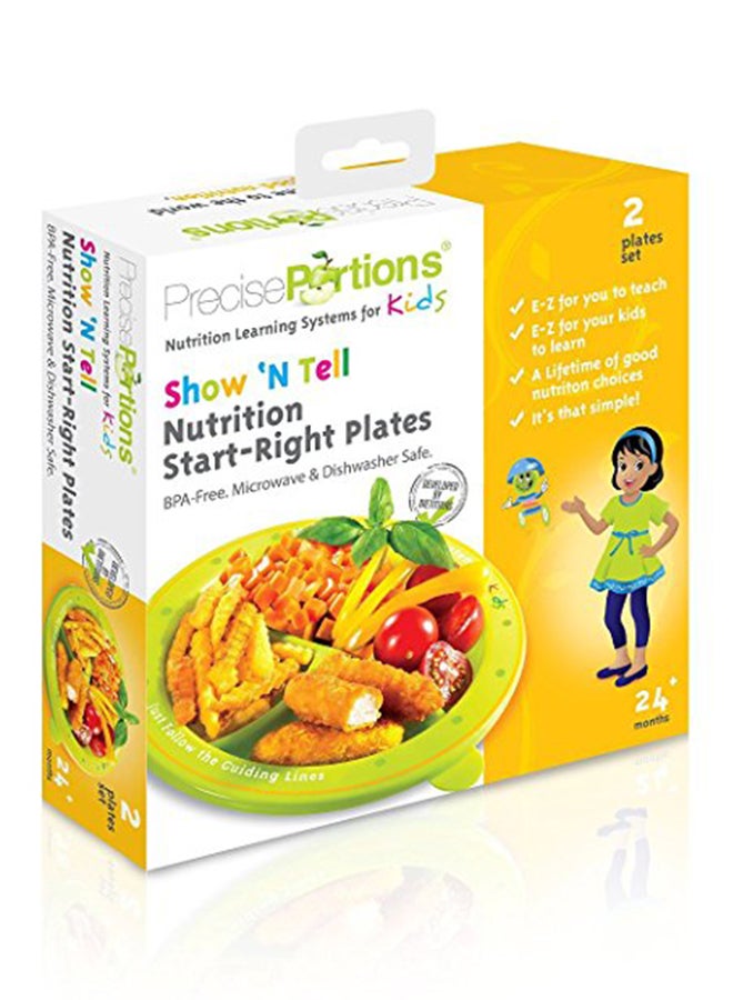 Precise Portions Set Of 3 Kids Nutrition Learning Plates Green/White 0.8kg  - Image 2