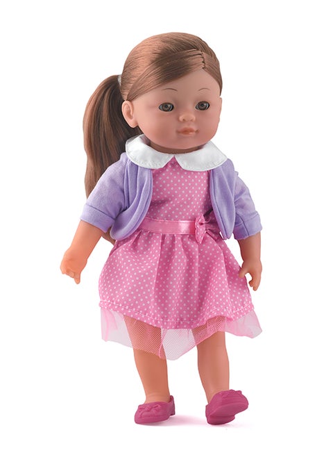 Charlotte 36cm (14 inch) Soft Bodied Doll -Pink Dress and Long Hair, Pretend Playset, Realistic Doll with Accessories for Imaginative Play, Perfect gift for Toddlers Aged 18M+