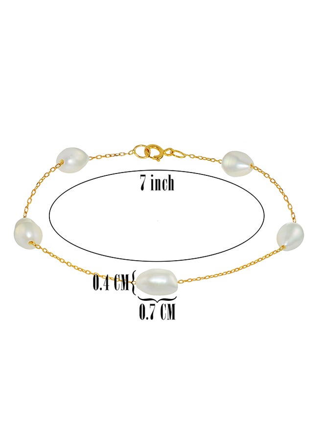Vera Perla 10 Karat Gold With Pearls Bracelet  - Image 3