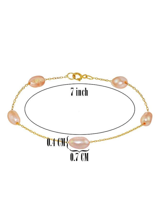 Vera Perla - 10 Karat Gold Pearl Studded Bracelet - Image 1
