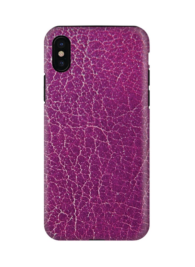 Stylizedd Polycarbonate Dual Layer Tough Case Cover Matte Finish For Apple iPhone X Purple Leather - Image 1