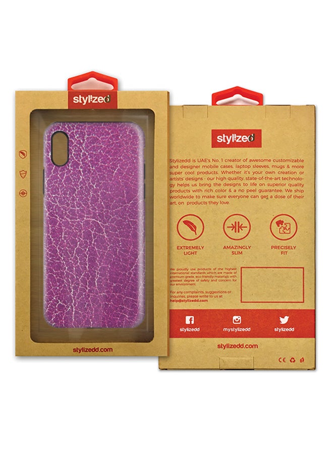 Stylizedd Polycarbonate Dual Layer Tough Case Cover Matte Finish For Apple iPhone X Purple Leather - Image 2