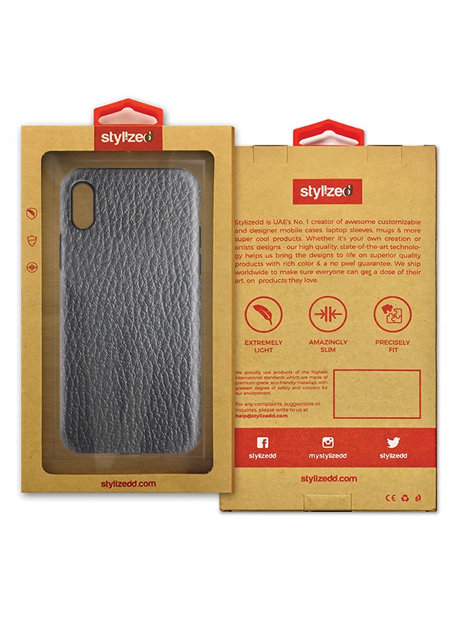 Stylizedd Polycarbonate Dual Layer Tough Case Cover Matte Finish For Apple iPhone X Black Leather - Image 2