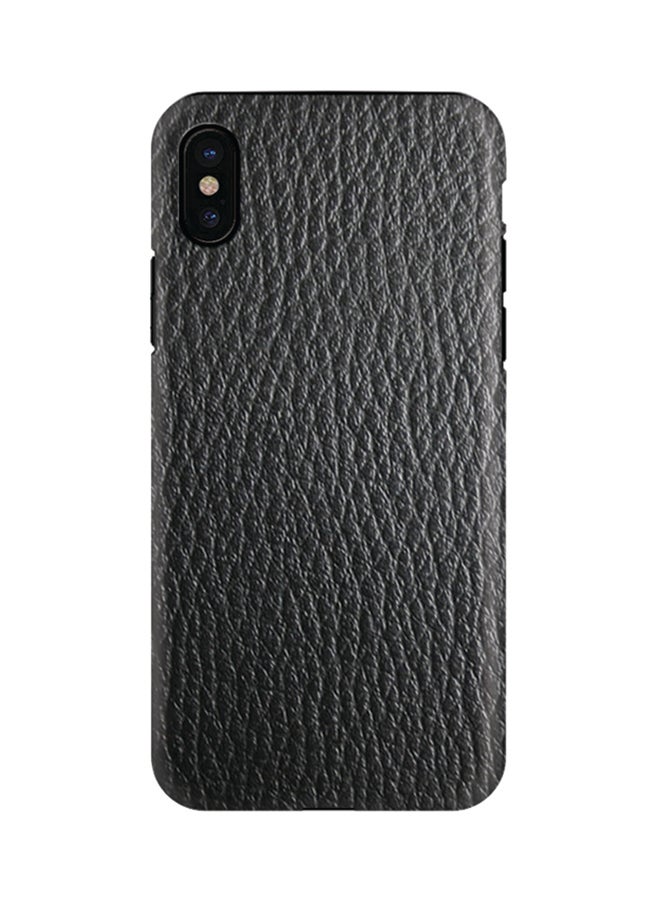 Stylizedd Polycarbonate Dual Layer Tough Case Cover Matte Finish For Apple iPhone X Black Leather - Image 1
