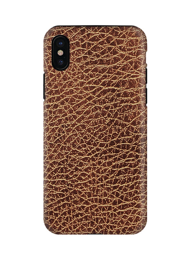 Stylizedd Polycarbonate Dual Layer Tough Case Cover Matte Finish For Apple iPhone X Brown Leather - Image 1