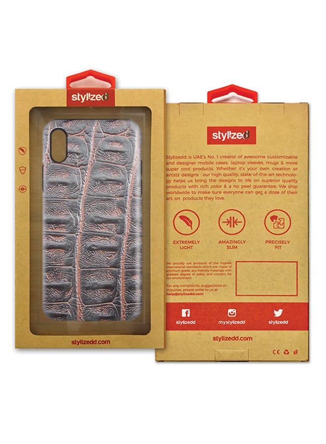 Stylizedd Polycarbonate Dual Layer Tough Case Cover Matte Finish For Apple iPhone X Viper Skin Leather - Image 2