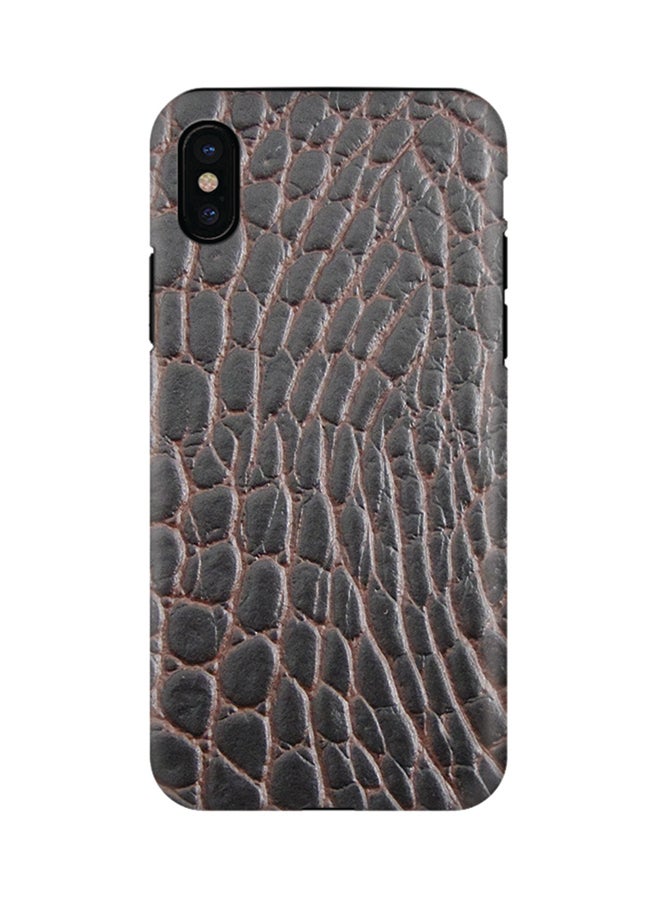 Stylizedd Polycarbonate Dual Layer Tough Case Cover Matte Finish For Apple iPhone X Cowhide Leather Brown/Black - Image 1