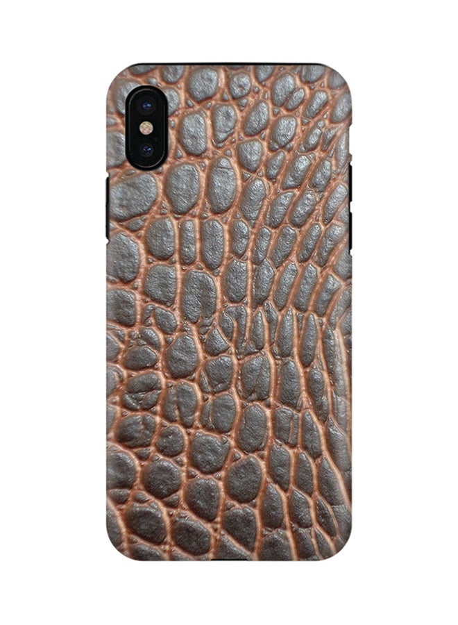 Stylizedd Polycarbonate Dual Layer Tough Case Cover Matte Finish For Apple iPhone X Cowhide Leather Black - Image 1