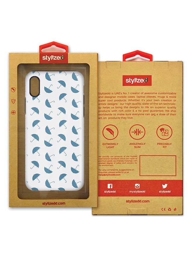 Polycarbonate Dual Layer Tough Case Cover Matte Finish For Apple iPhone X Falling Umbrellas