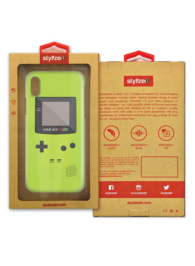 Stylizedd Polycarbonate Slim Snap Case Cover Matte Finish For Apple iPhone X Gameboy Color Green - Image 2