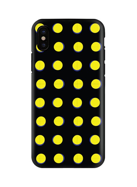 Polycarbonate Dual Layer Tough Case Cover Matte Finish For Apple iPhone X Yellow Dots