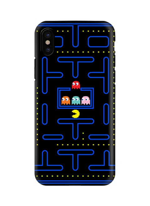 Polycarbonate Dual Layer Tough Case Cover Matte Finish For Apple iPhone X Pacman