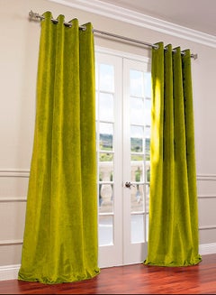 Fascination Royal Lined Blackout Eyelet Window/Door Curtain Lemon Green 50 W X 144 Linch  - Image 2