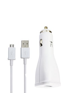 Samsung Quick Charging Car Adapter 15W With USB 3.0 MicroUSB Cable White 