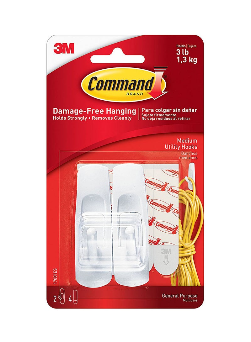 Command Pack Of 2 Medium Hooks White  - Image 2