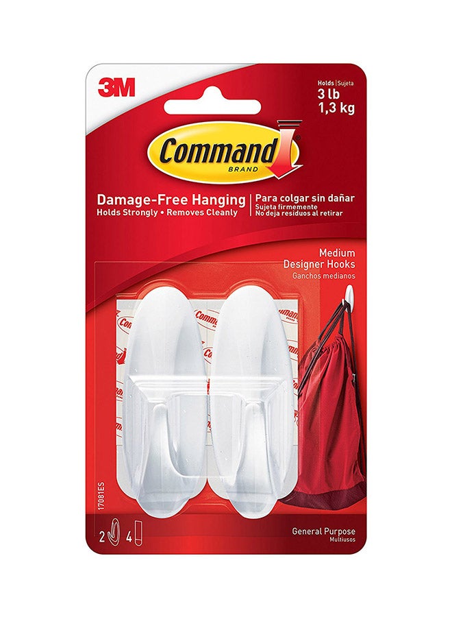 Command 2-Piece General Purpose Hooks Set White 35.6x8.2x30.5cm  - Image 2