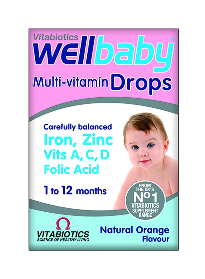 Vitabiotics - Wellbaby Multivitamin Drops Natural Orange Flavour 30ml - Image 1
