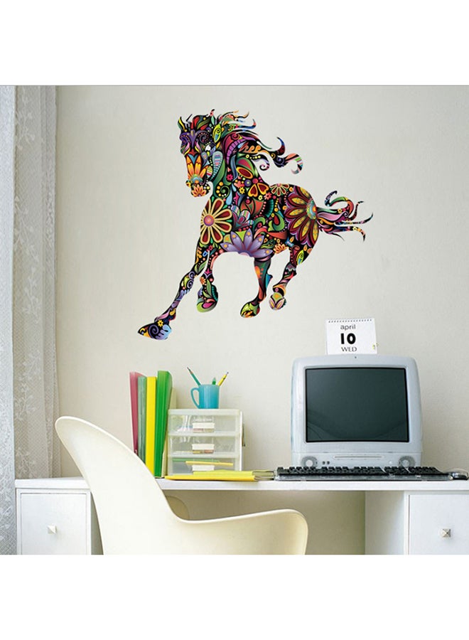 Abstract Flower Design Running Horse Wall Sticker Multicolour - v1511174790/N12479270A_3